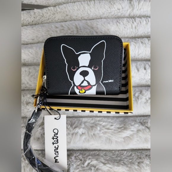 Marc Tetro Boston Terrier Black Dog Wallet Wristlet NWT - Picture 4 of 9